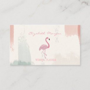 Tarjeta De Visita Flamenco Rosa Profesional, Pincelada de Acuarela