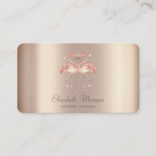 Tarjeta De Visita Flamencos rosados modernos de lujo enamorados, cor