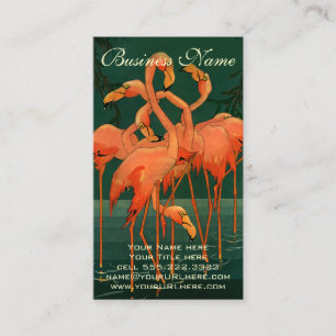 Tarjeta De Visita Flamencos rosados tropicales vintage de animales s