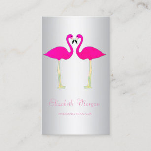 Tarjeta De Visita Flamencos Rosas Modernos y Divertidos, Enamorados