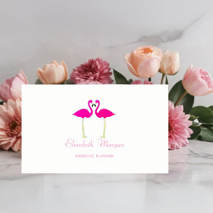 Tarjeta De Visita Flamencos Rosas Modernos y Divertidos, Enamorados