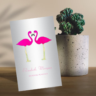 Tarjeta De Visita Flamencos Rosas Modernos y Divertidos, Enamorados