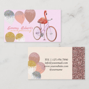 Tarjeta De Visita Flamingo Balloons Moderno Event Planning Business