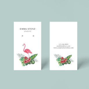 Tarjeta De Visita Flamingo Hibiscus Tropical Leaves Earls Display