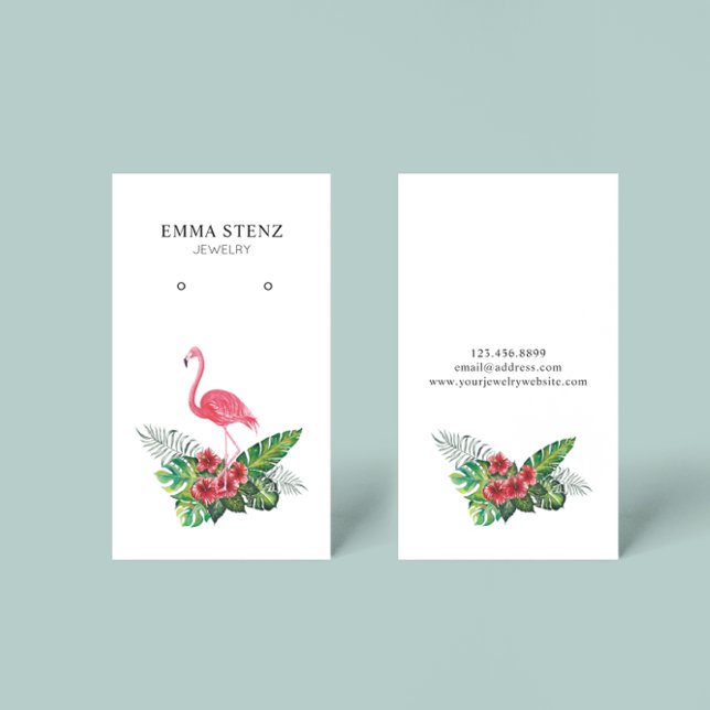 Tarjeta De Visita Flamingo Hibiscus Tropical Leaves Earls Display (Subido por el creador)