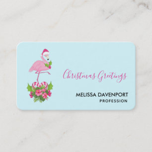 Tarjeta De Visita Flamingo rosa en Santa Hat Navidades caprichosos