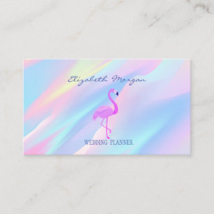 Tarjeta De Visita Flamingo Rosa Profesional, Abstracto Holográfico