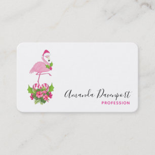 Tarjeta De Visita Flamingo rosado en Santa Hat con Candy Cane Bouque