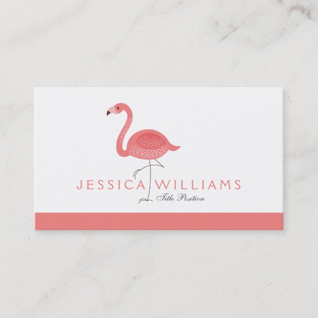 Tarjeta De Visita Flamingo rosado lindo 2 Ilustracion (Anverso)