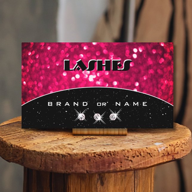 Tarjeta De Visita Flashly Black Girly Pink Sparkling Purpurina (Subido por el creador)