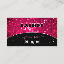 Tarjeta De Visita Flashy Black Girly Pink Sparkling Purpurina Shimme