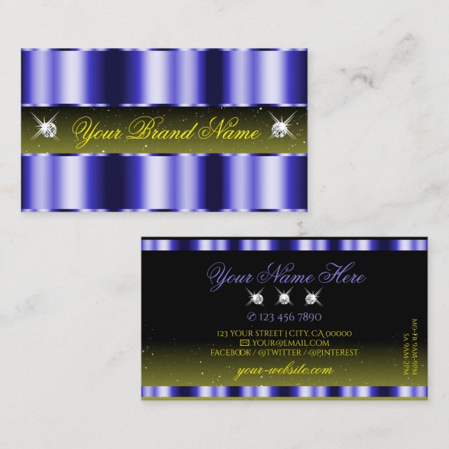 Tarjeta De Visita Flashy Blue Yellow Black Sparkle Jewels Elegante (Anverso / Reverso)