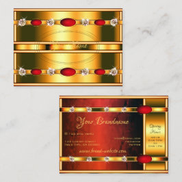 Tarjeta De Visita Flashy Golden y Red con brillantes diamantes falso