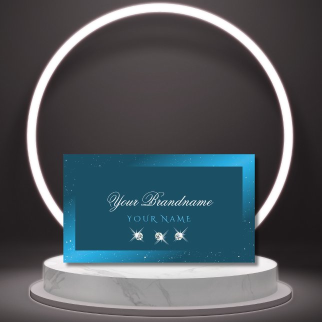 Tarjeta De Visita Flashy Shimmery Verde azulada Sparkling Diamonds (Subido por el creador)