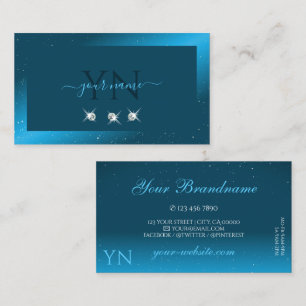 Tarjeta De Visita Flashy Shimmery Verde azulada Sparkling Diamonds I
