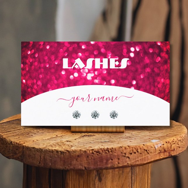 Tarjeta De Visita Flashy White Girly Pink Sparkling Purpurina Shimme (Subido por el creador)