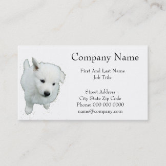 Tarjeta De Visita Flauta fotografía de cachorro blanco