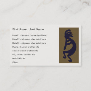 Tarjeta De Visita Flauta Jugando a la figura de Kokopelli - Negro so