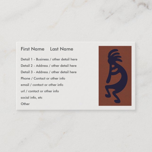 Tarjeta De Visita Flauta Jugando a la figura de Kokopelli - Negro so (Anverso)