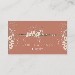 Tarjeta De Visita flautista de flores silvestres blancas