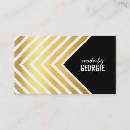 Tarjeta De Visita flecha GEOMÉTRICA MODERNA PATRÓN blanco negro oro