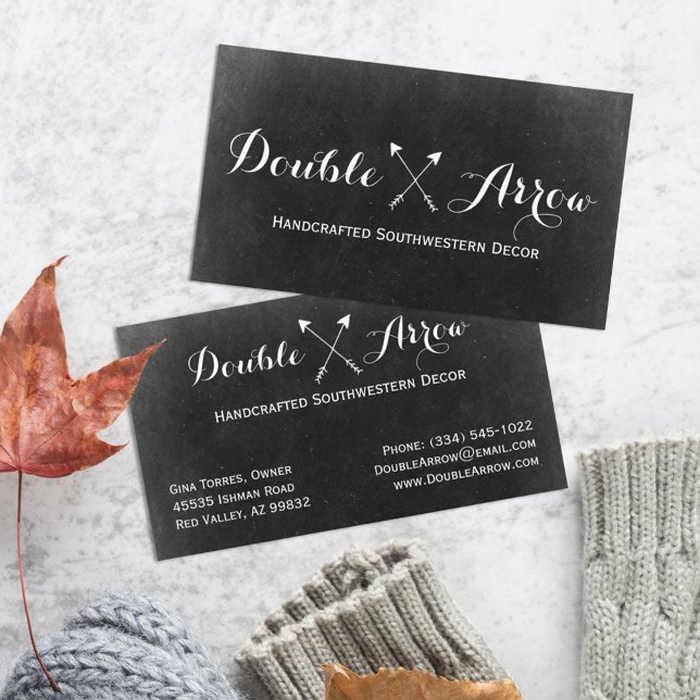 Tarjeta De Visita Flechas cruzadas en el Boutique Rústico Chalkboard (Subido por el creador)