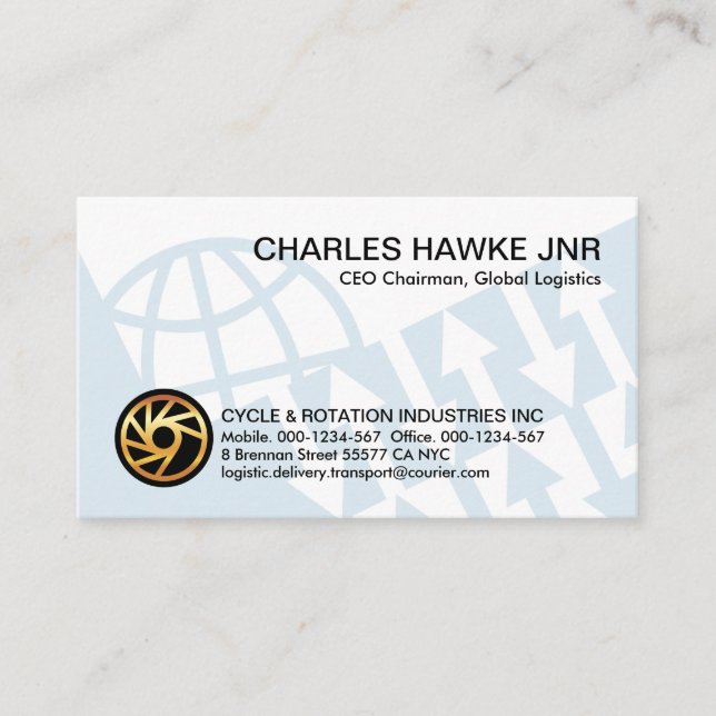 Tarjeta De Visita Flechas de dirección global azul (Anverso)