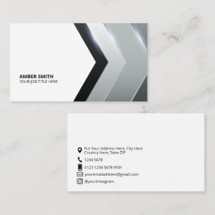 Tarjeta De Visita Flechas geométricas modernas   Iconos en blanco