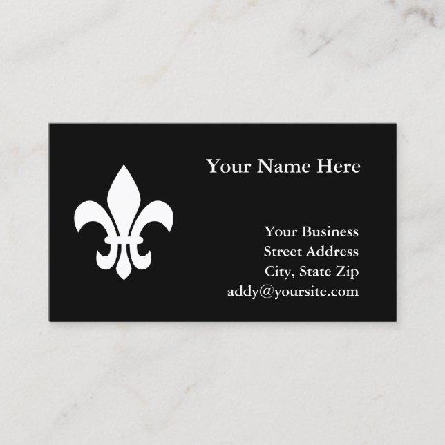 Tarjeta De Visita Fleur de Lis en blanco y negro (Anverso)