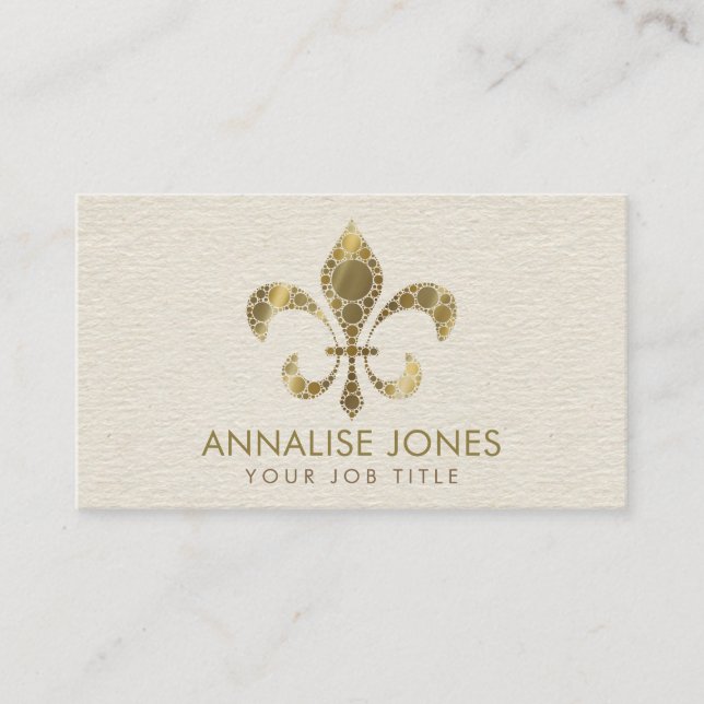 Tarjeta De Visita Fleur-de-lis - Gradiente dorado de estilo Punto Ar (Anverso)