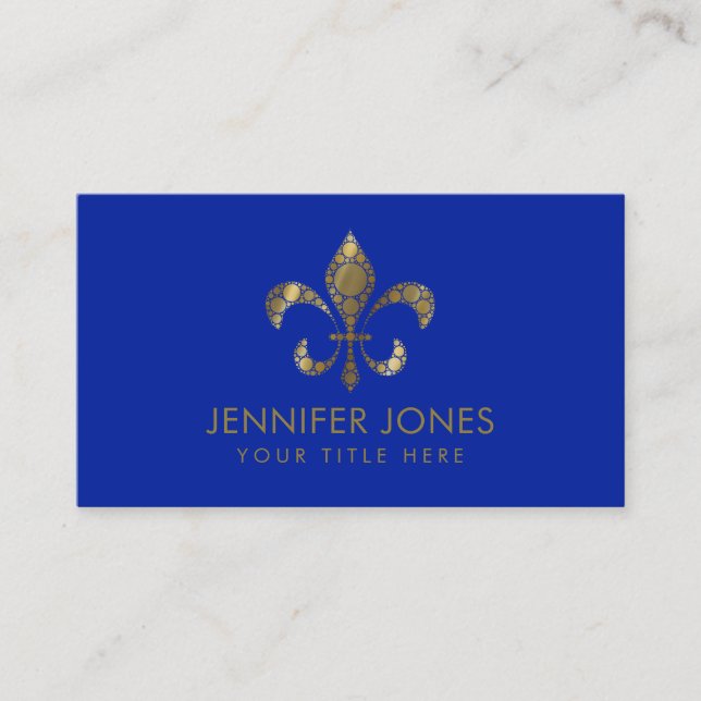 Tarjeta De Visita Fleur-de-lis - Gradiente dorado de estilo Punto Ar (Anverso)