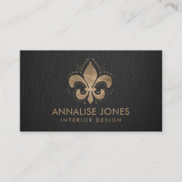 Tarjeta De Visita Fleur-de-lis Pastel Gold