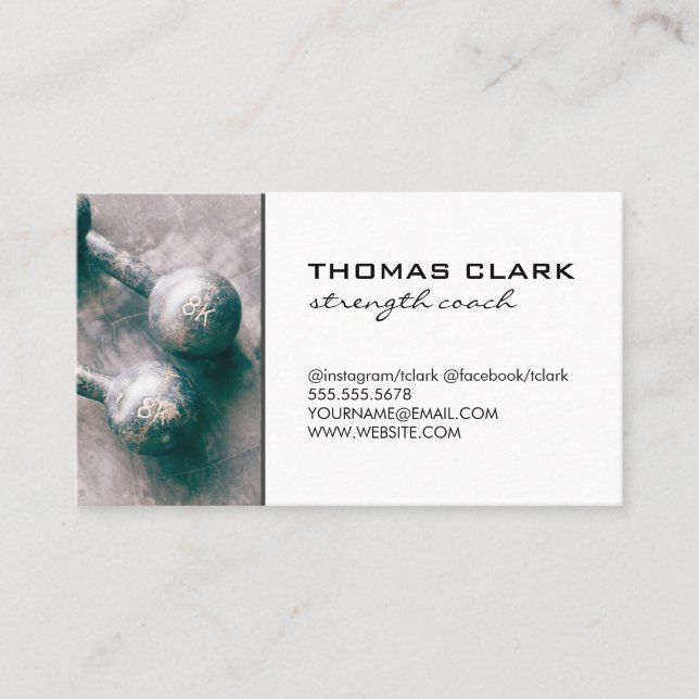 Tarjeta De Visita Flexación de brazo de entrenador de fuerza | Pesos (Anverso)