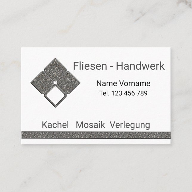 Tarjeta De Visita Fliesenleger Handwerk (Anverso)
