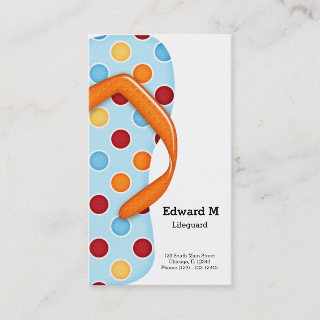 Tarjeta De Visita Flip Flop Lifeguard (Anverso)