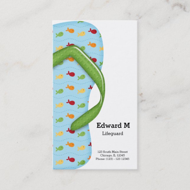 Tarjeta De Visita Flip Flop Lifeguard (Anverso)