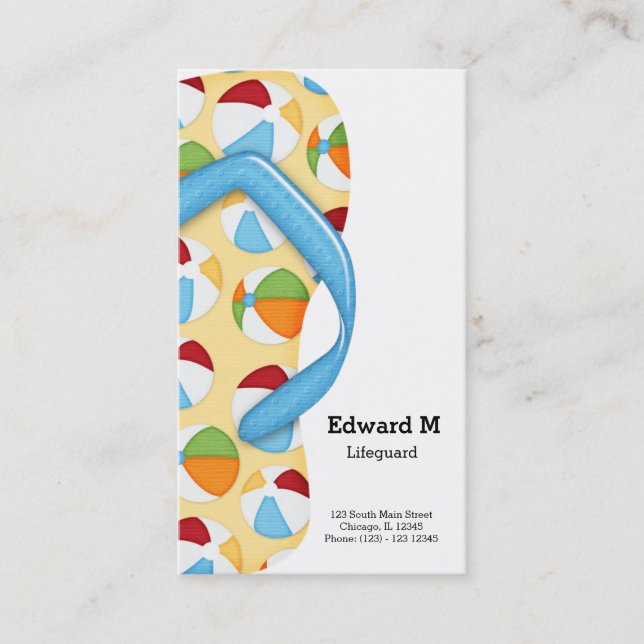 Tarjeta De Visita Flip Flop Lifeguard (Anverso)