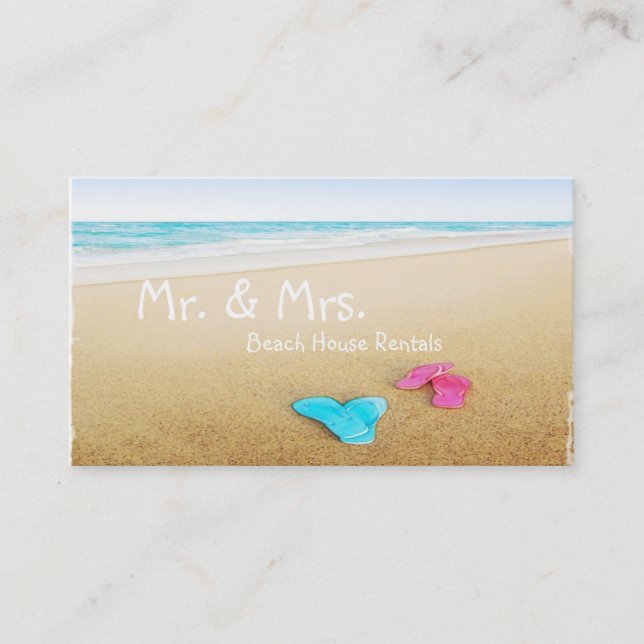 Tarjeta De Visita Flips-flopes en alquiler hermoso de las vacaciones (Anverso)