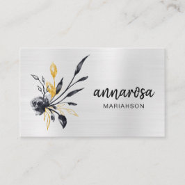 Tarjeta De Visita *~* Fllower Floral GOLD Silver LOGO QR FOTO