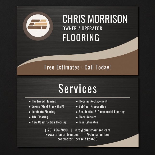 Tarjeta De Visita Flooring Installation Metallic (Subido por el creador)