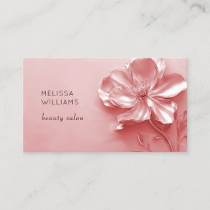 Tarjeta De Visita Flor 3D metálica rosa brillante