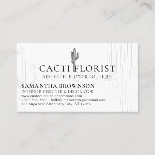 Tarjeta De Visita Flor Abstracta del Desierto Cactus Boho