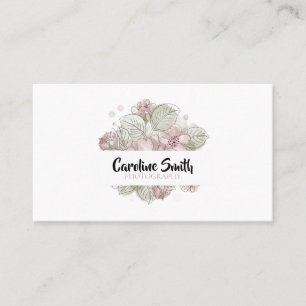 Tarjeta De Visita Flor acuarela simple, ambas caras impresas