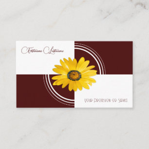 Tarjeta De Visita Flor amarilla caligrafía de flor blanca oscura