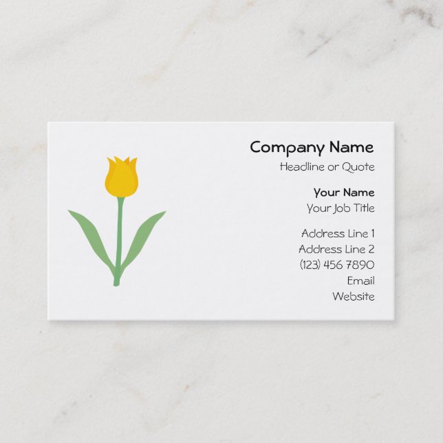 Tarjeta De Visita Flor amarilla del tulipán (Anverso)
