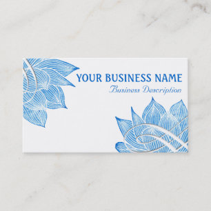 Tarjeta De Visita Flor artístico de Lotus azul en blanco
