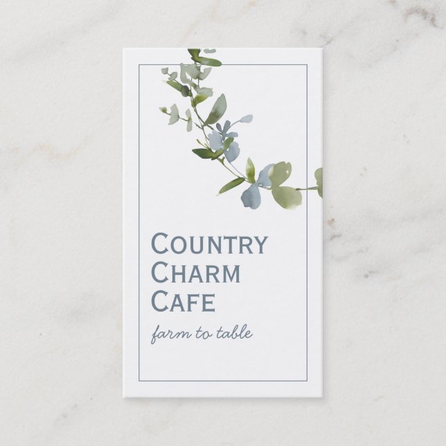 Tarjeta De Visita Flor azul acuarela simple (Anverso)