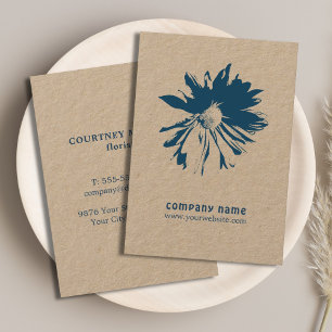 Tarjeta De Visita Flor azul elegante minimalista