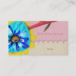 Tarjeta De Visita Flor azul rosa pálido vintage