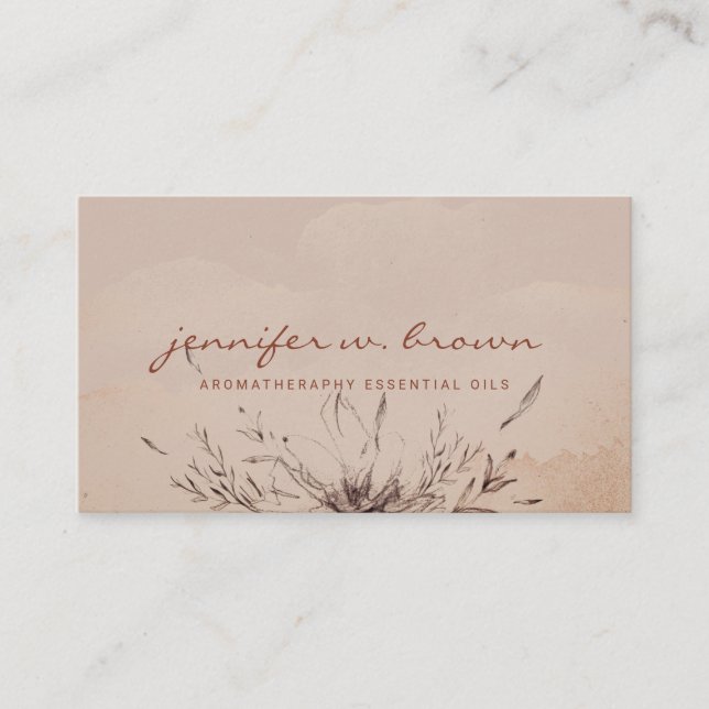 Tarjeta De Visita Flor Boho Chic de Terracota (Anverso)